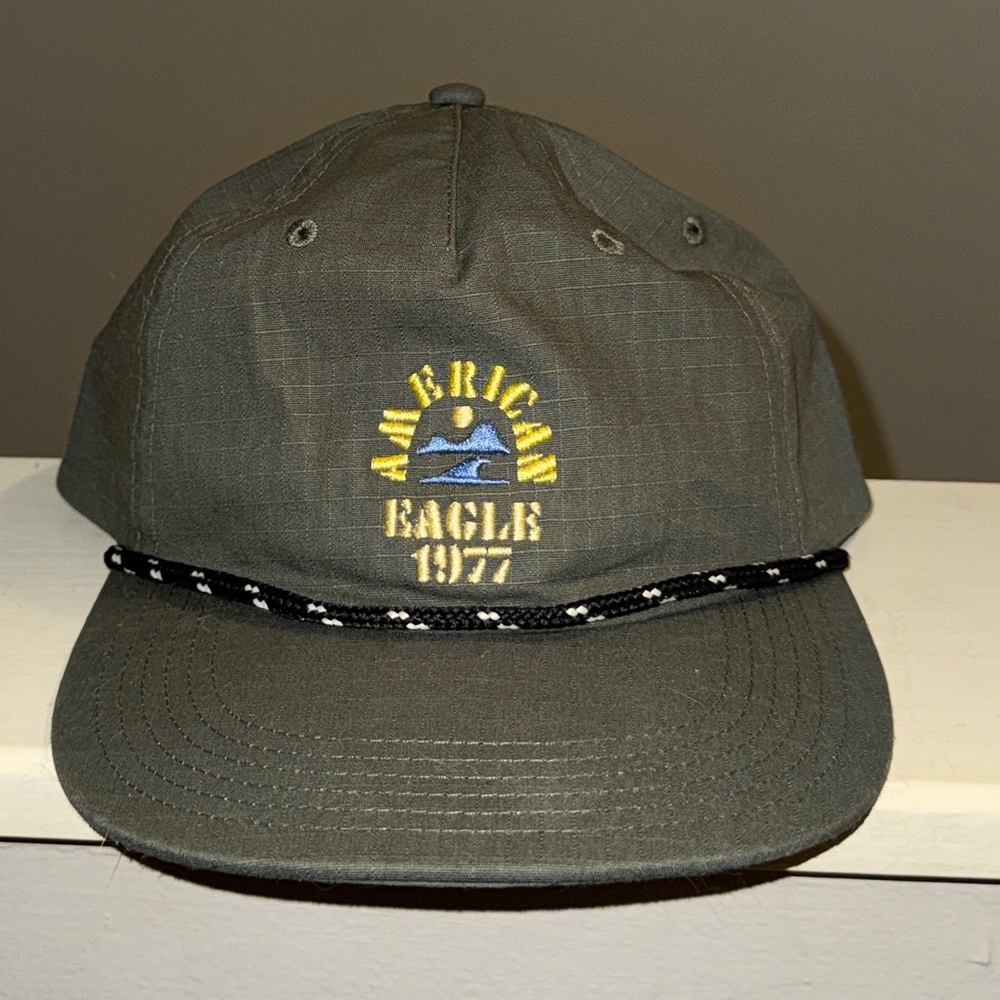American Eagle Olive Green Baseball Cap with Cream Interior